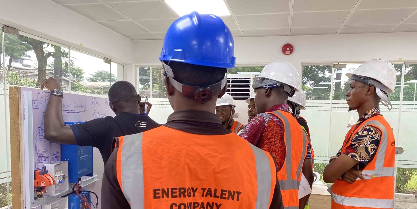 ETC field operator on solar installation site, Nigeria